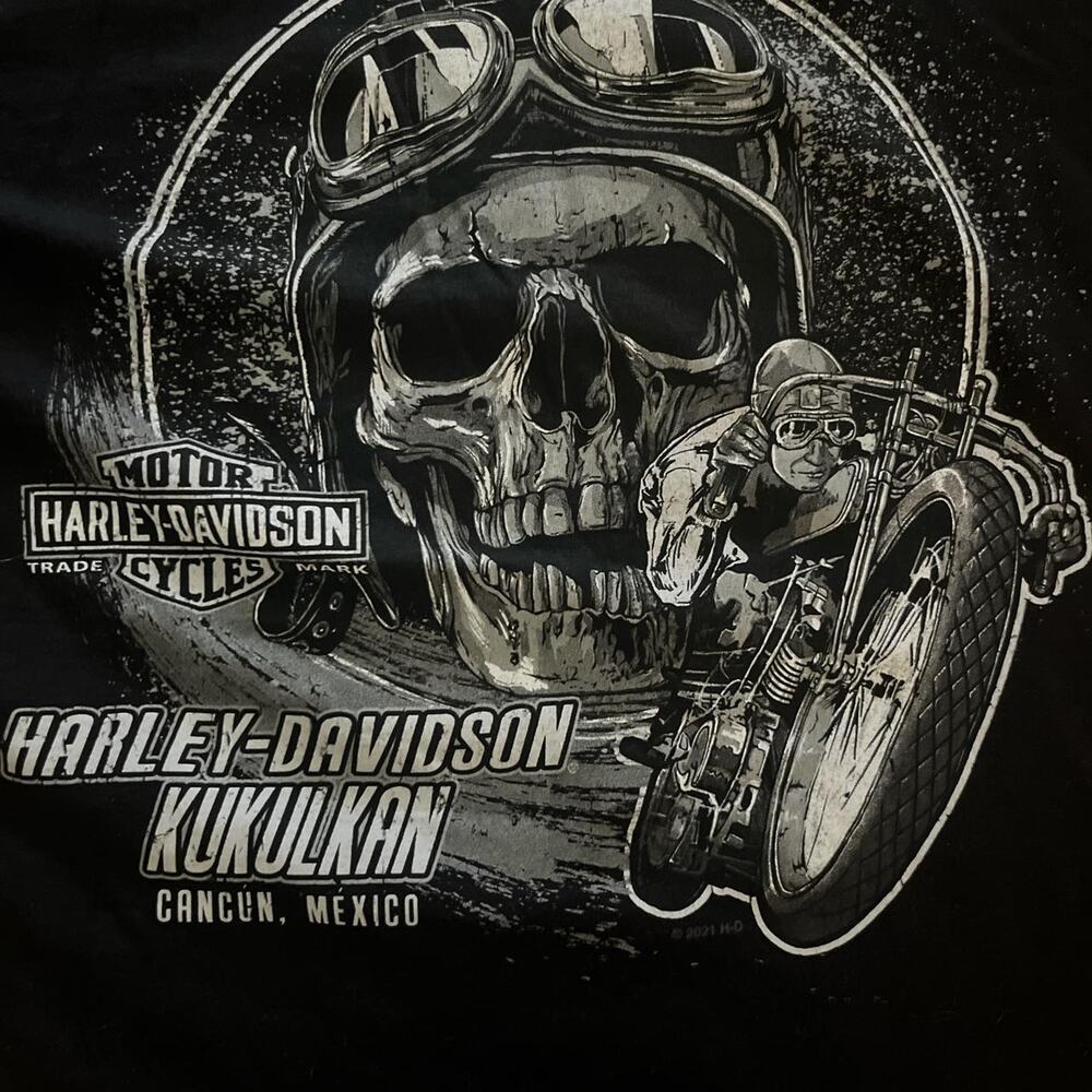 Super sick Harley Davidson skull Large Tee